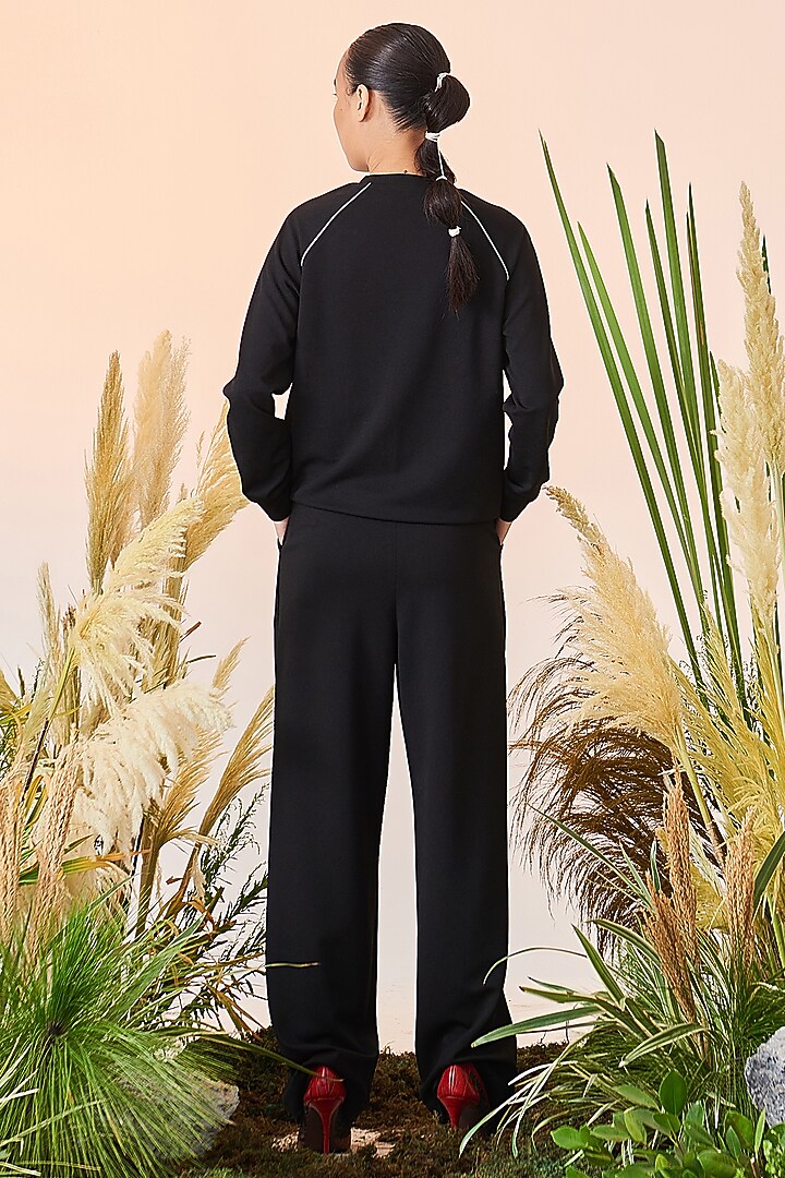 Black Crepe Box Pleated Pant Set by Shahin Mannan at Pernia's Pop Up Shop