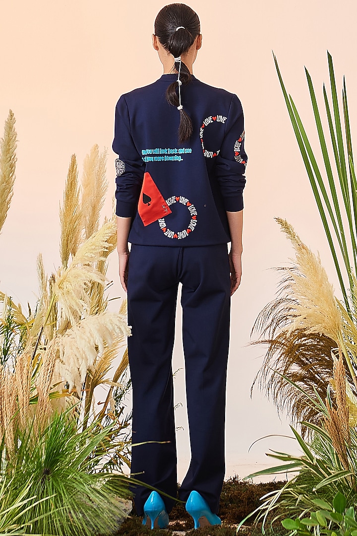 Navy Blue Embroidered Co-Ord Set by Shahin Mannan at Pernia's Pop Up Shop