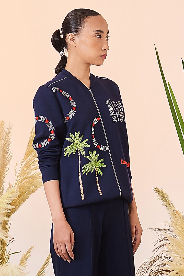 Navy Blue Embroidered Co-Ord Set by Shahin Mannan at Pernia's Pop Up Shop
