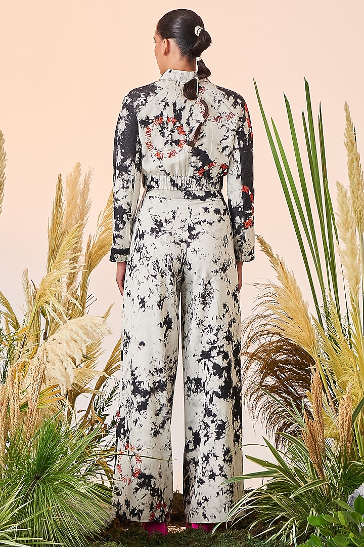 Grey Cloud Wash Embroidered Short Jacket by Shahin Mannan at Pernia's Pop Up Shop