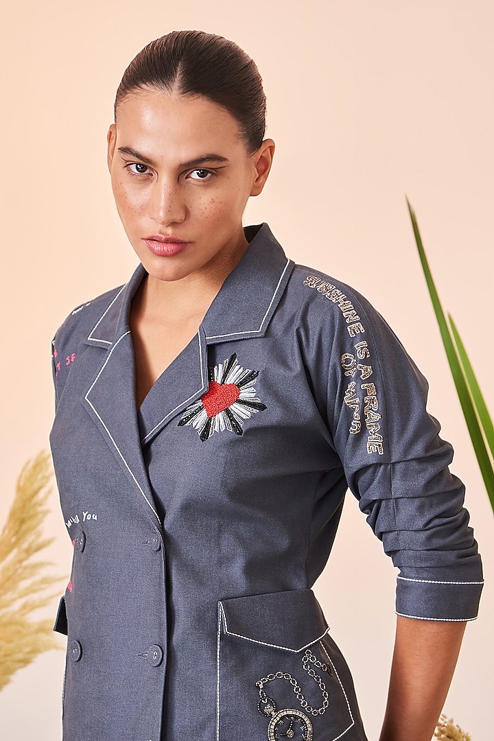 Grey Embroidered Co-Ord Set by Shahin Mannan at Pernia's Pop Up Shop