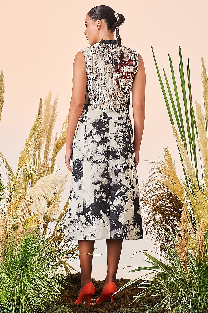 Grey Cloud Wash Embroidered Coat Cocktail Dress by Shahin Mannan at Pernia's Pop Up Shop