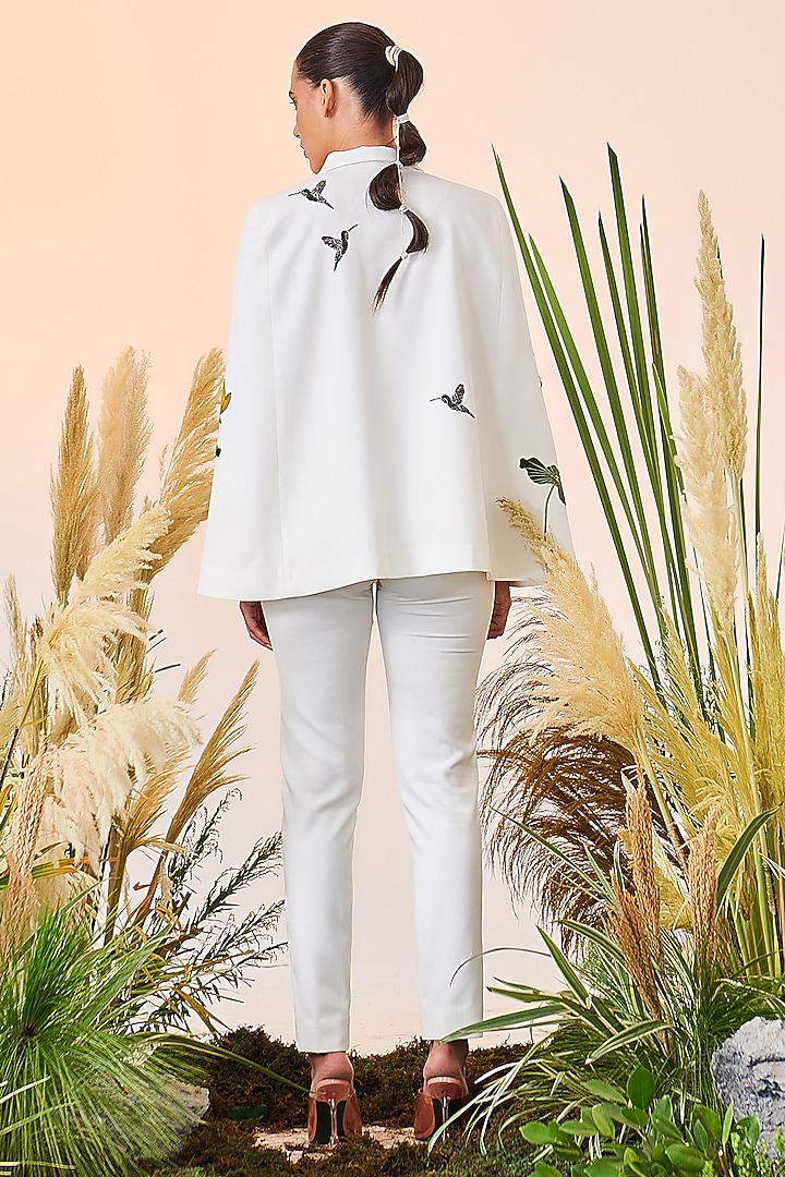White Embroidered Cape Set by Shahin Mannan at Pernia's Pop Up Shop
