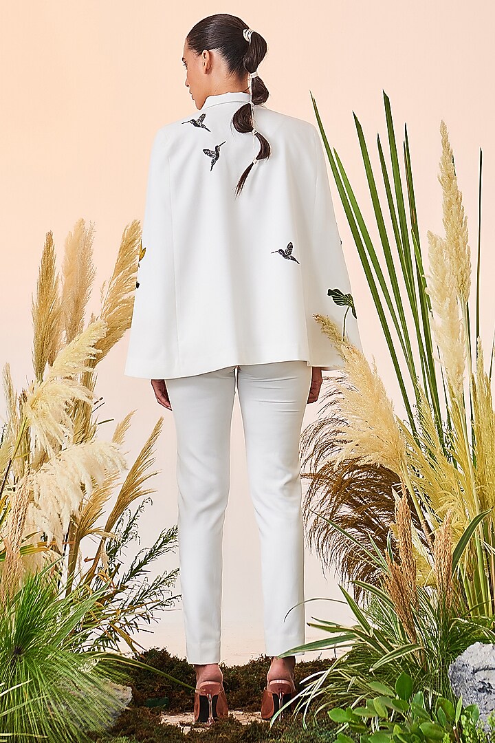 White Double Crepe Narrow Pants by Shahin Mannan at Pernia's Pop Up Shop