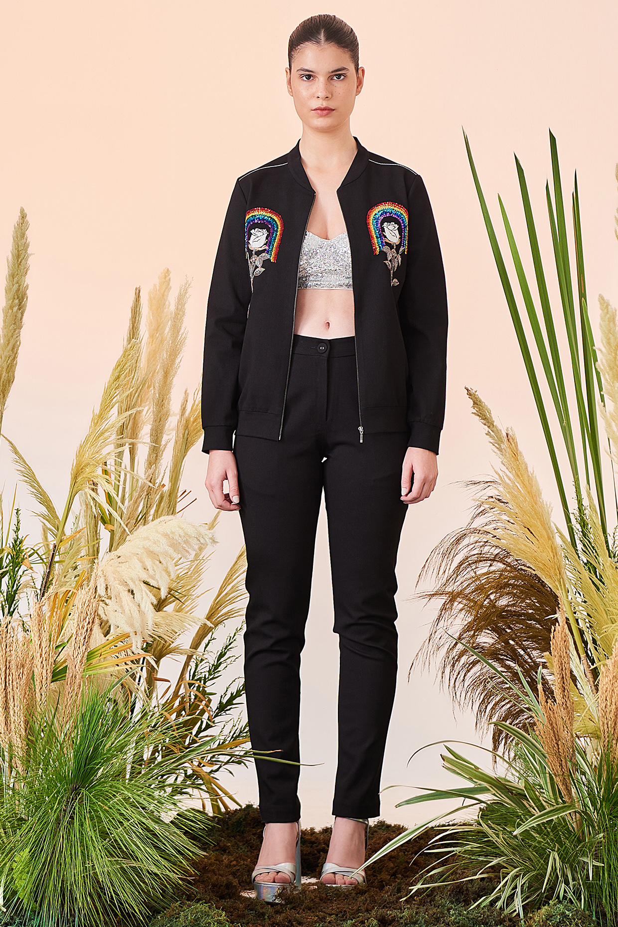 Black Hand Embroidered Co-Ord Set by Shahin Mannan at Pernia's Pop Up Shop