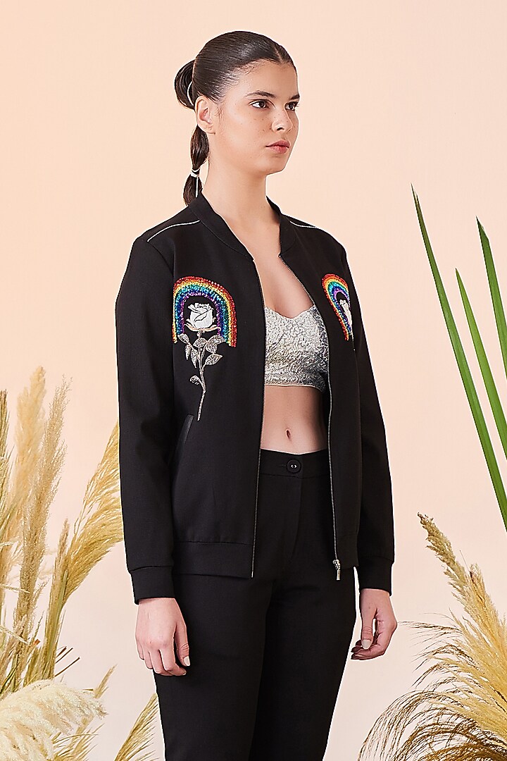 Black Hand Embroidered Co-Ord Set by Shahin Mannan at Pernia's Pop Up Shop