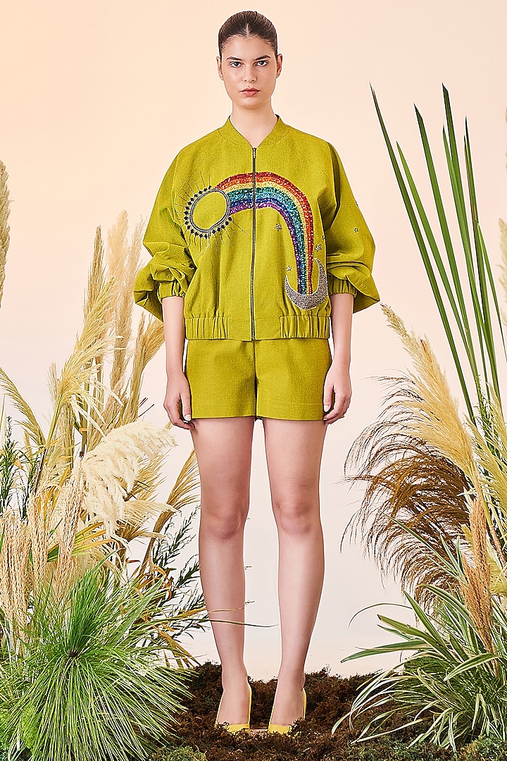 Bumblebee Embroidered Bomber Jacket by Shahin Mannan