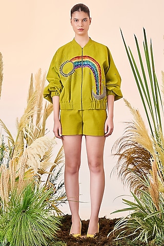 Bumblebee Embroidered Bomber Jacket by Shahin Mannan