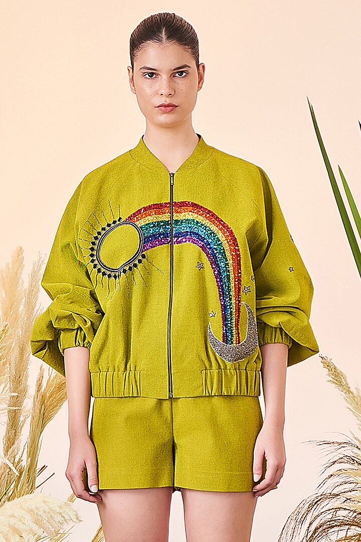 Bumblebee Embroidered Bomber Jacket by Shahin Mannan at Pernia's Pop Up Shop