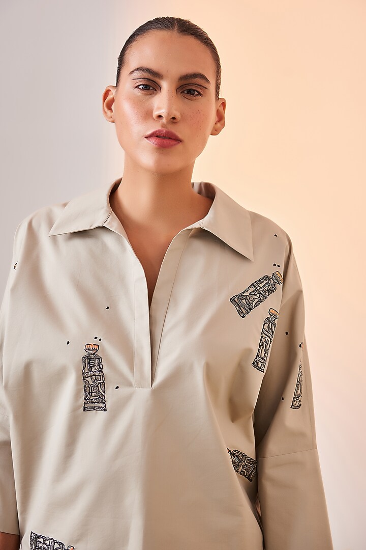 Clay Cotton Embroidered Co-Ord Set by Shahin Mannan at Pernia's Pop Up Shop
