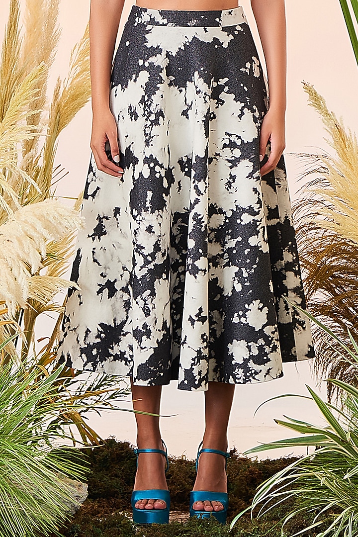 Grey Denim Circular Skirt by Shahin Mannan at Pernia's Pop Up Shop