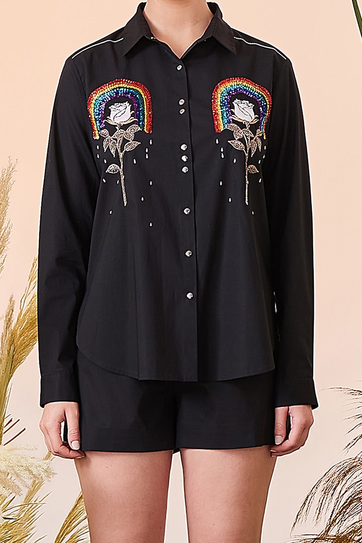 Black Embroidered Co-Ord Set by Shahin Mannan at Pernia's Pop Up Shop
