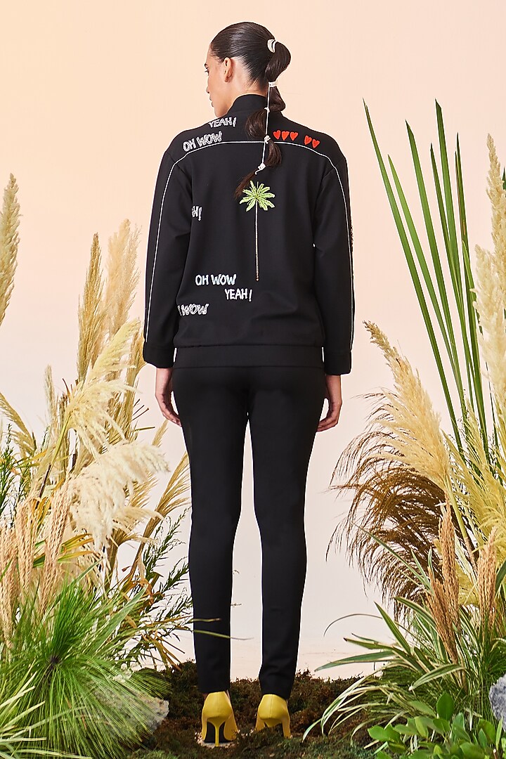 Black Jersey Jegging Pants by Shahin Mannan at Pernia's Pop Up Shop