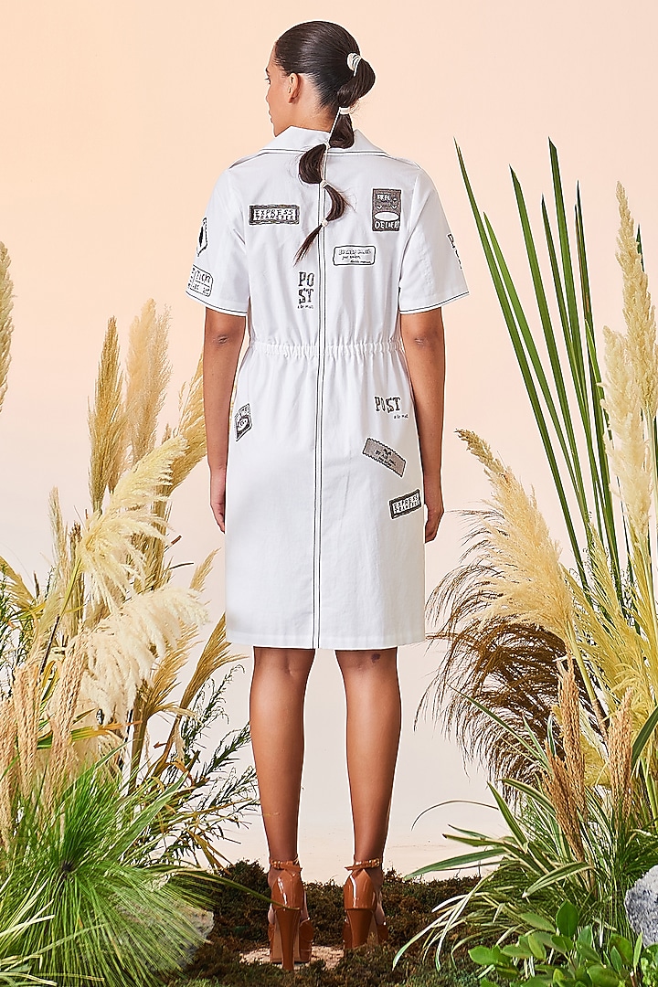 White Embroidered Coat Cocktail Dress by Shahin Mannan at Pernia's Pop Up Shop