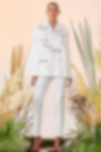 Ivory Hand Embroidered Cape by Shahin Mannan at Pernia's Pop Up Shop