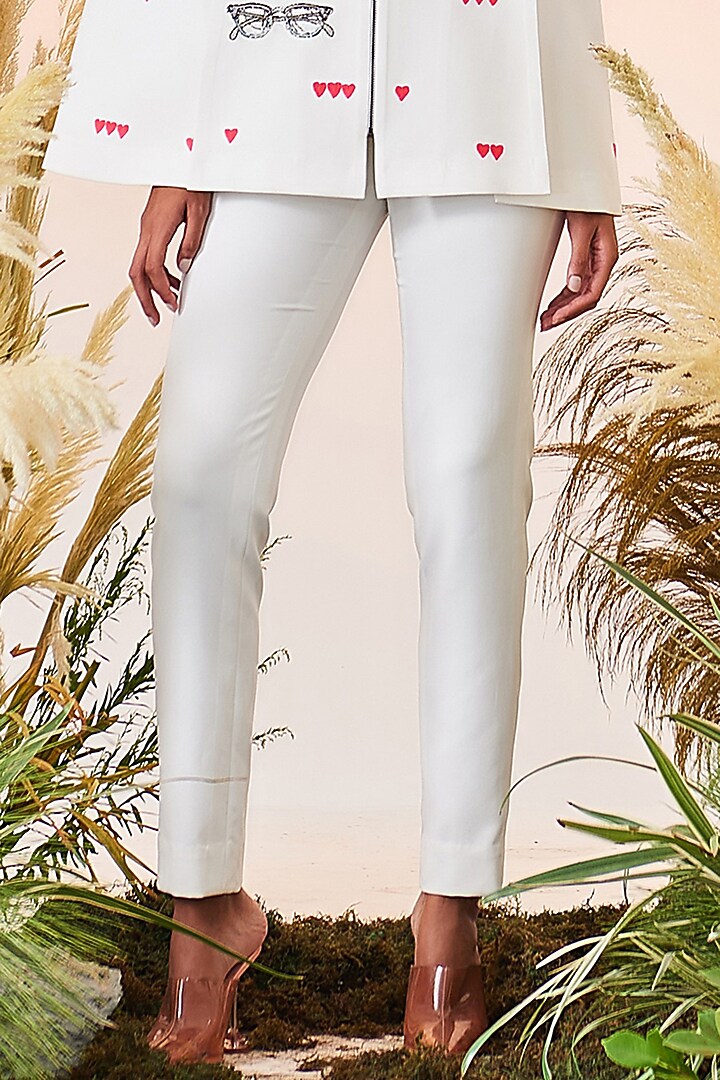 Ivory Double Crepe Narrow Pants by Shahin Mannan at Pernia's Pop Up Shop