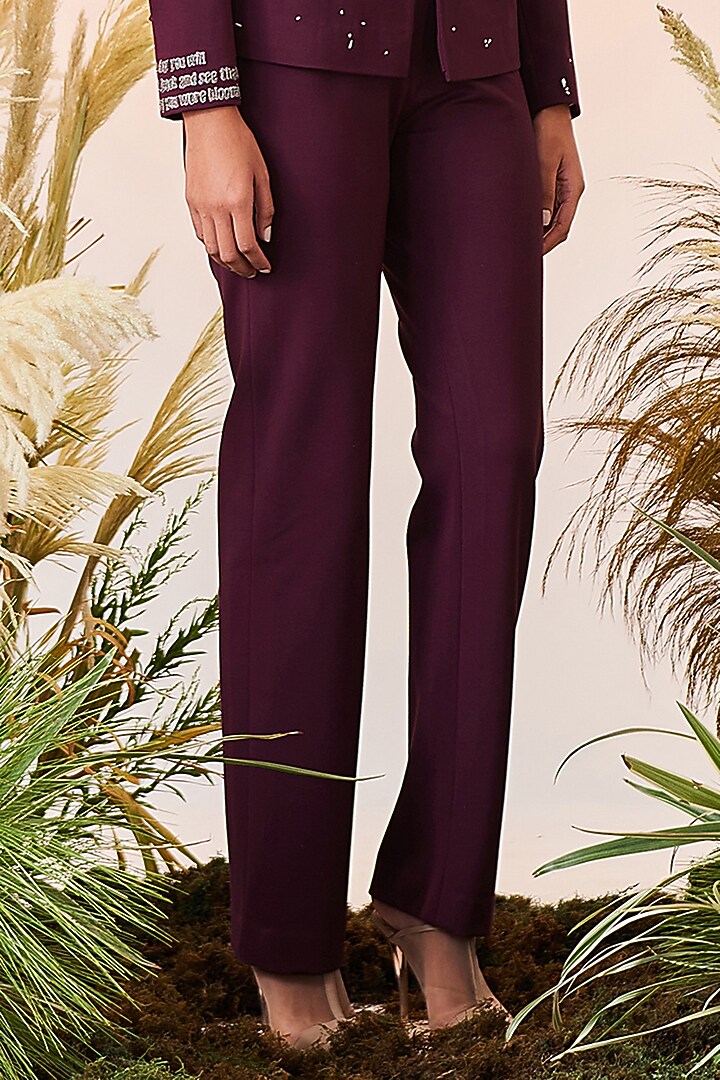 Wine Double Crepe Pants by Shahin Mannan at Pernia's Pop Up Shop
