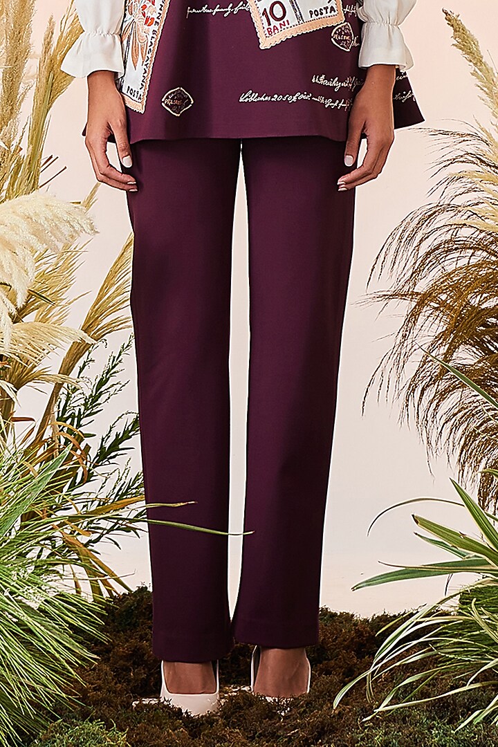 Wine Embroidered Co-Ord Set by Shahin Mannan at Pernia's Pop Up Shop