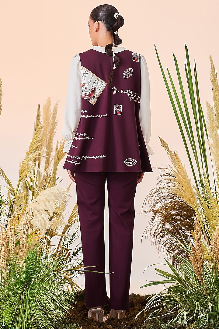 Wine Double Crepe Straight Pant by Shahin Mannan at Pernia's Pop Up Shop