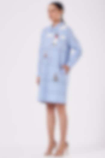 Light Blue Hand Embroidered Mini Cocktail Dress by Shahin Mannan at Pernia's Pop Up Shop