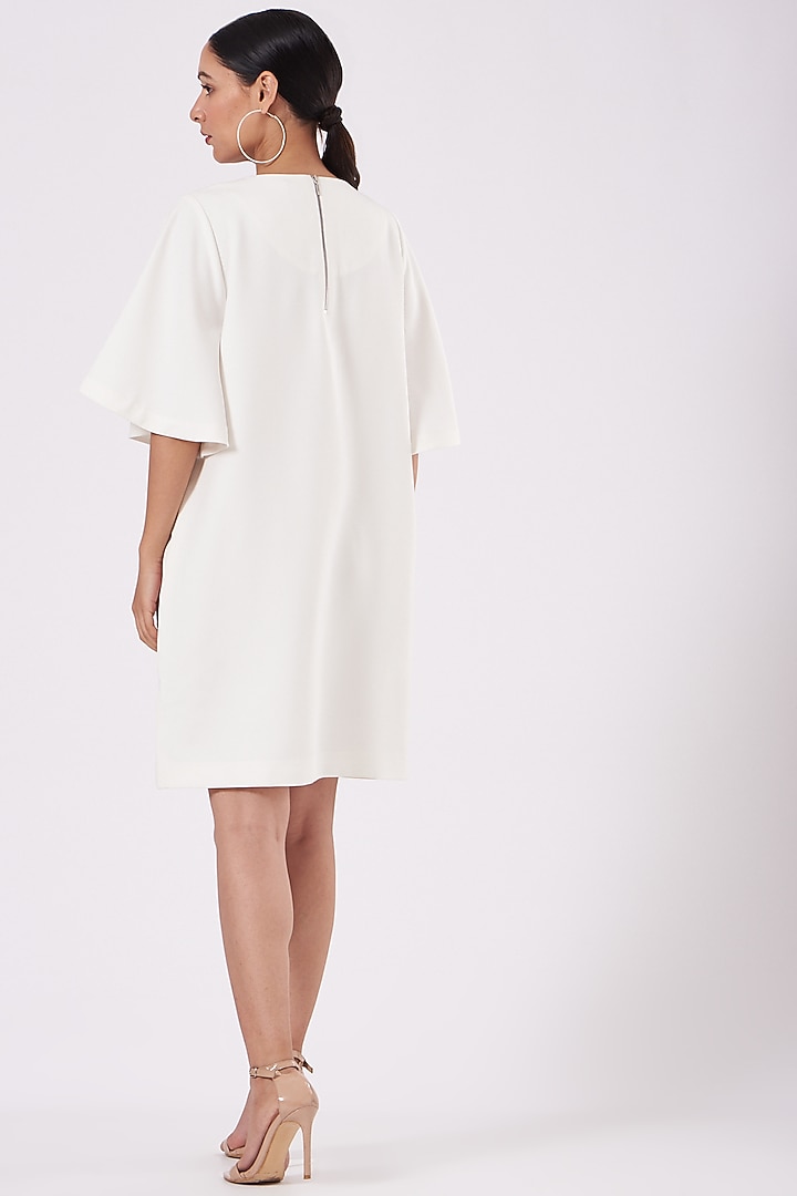 Ivory Embroidered Mini Vacation Dress by Shahin Mannan at Pernia's Pop Up Shop