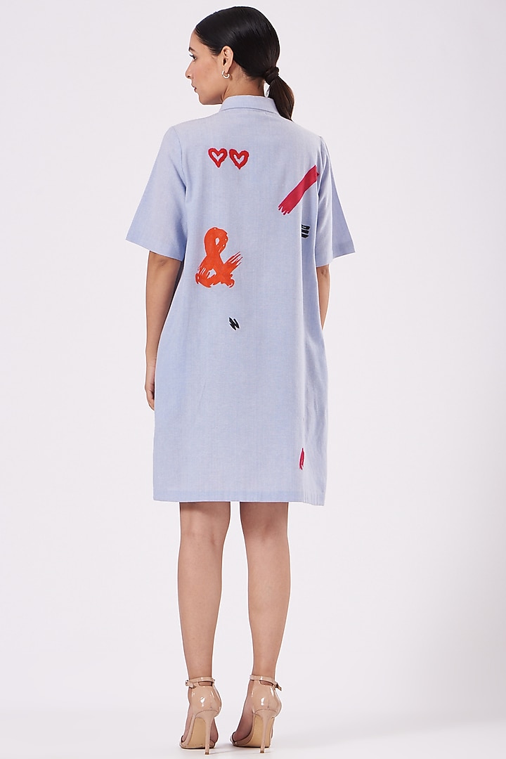 Light Blue Embroidered Shift Vacation Dress by Shahin Mannan at Pernia's Pop Up Shop