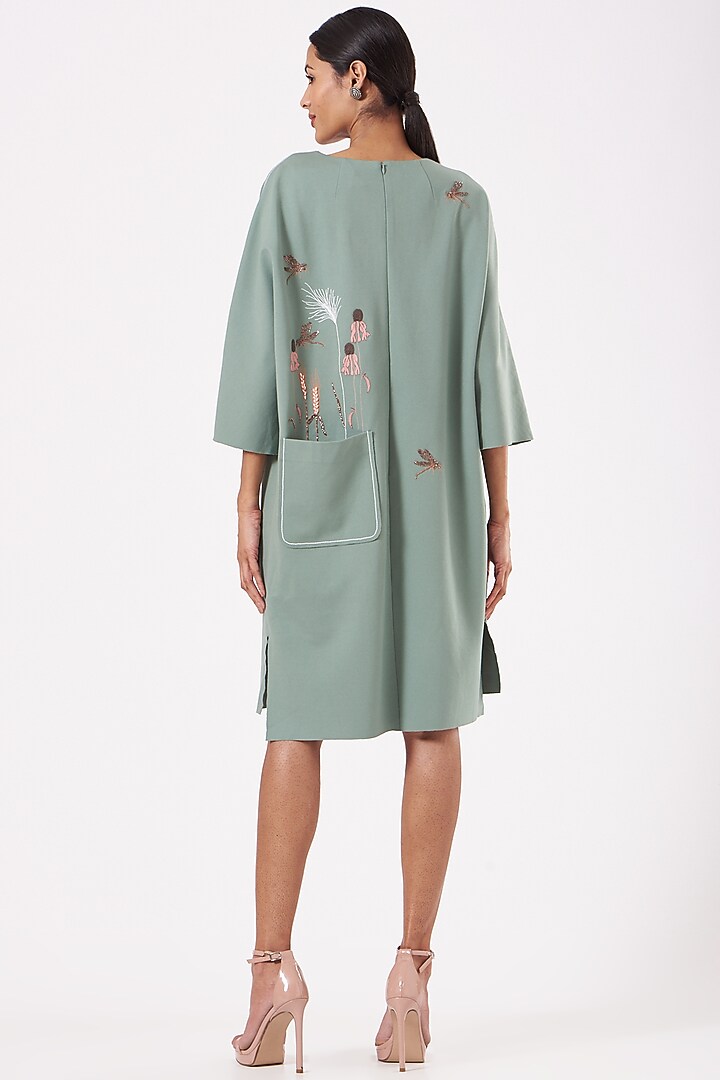Sea Green Embroidered Kaftan by Shahin Mannan at Pernia's Pop Up Shop