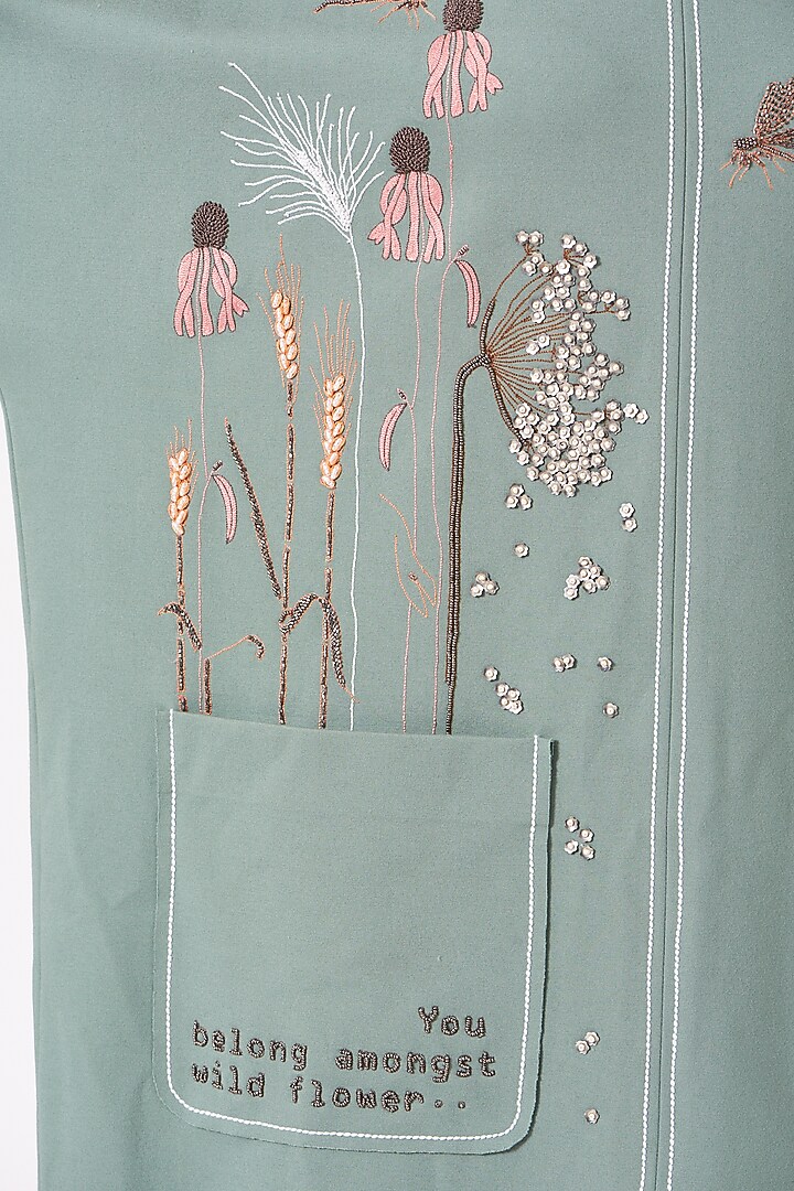 Sea Green Embroidered Kaftan by Shahin Mannan at Pernia's Pop Up Shop