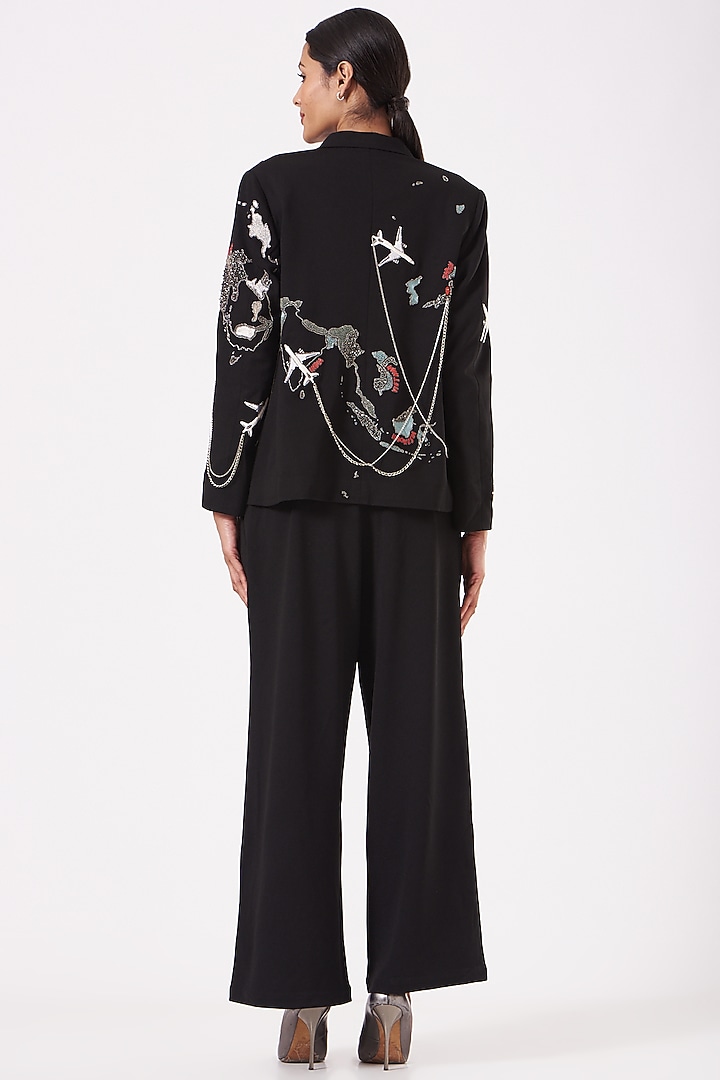 Black Embroidered Blazer Set by Shahin Mannan at Pernia's Pop Up Shop