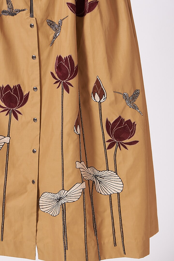Cappuccino Embroidered Midi Cocktail Dress by Shahin Mannan at Pernia's Pop Up Shop