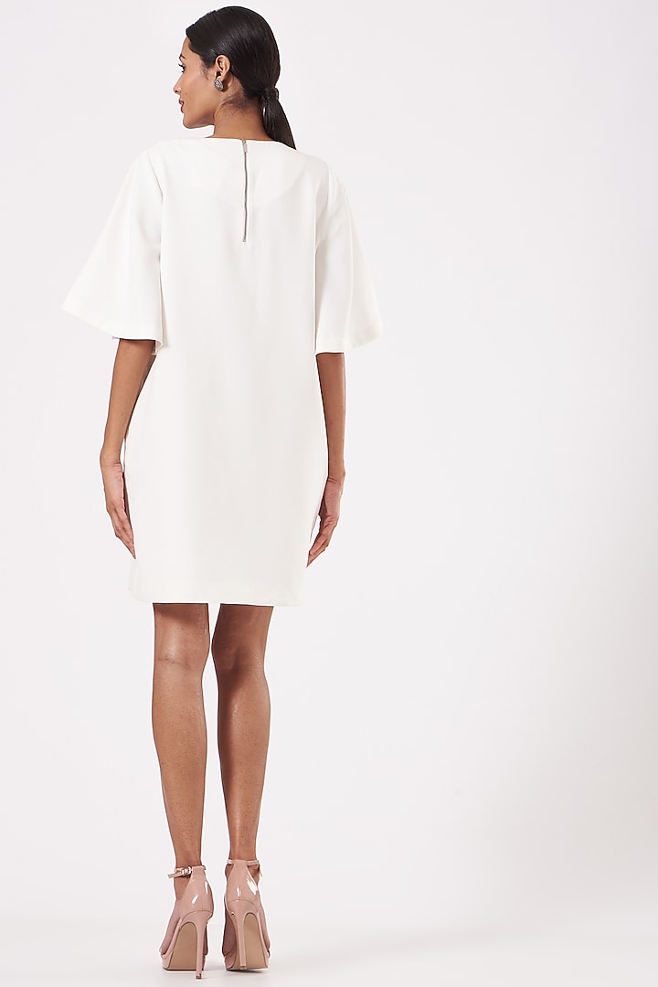 Ivory Embroidered Mini Vacation Dress by Shahin Mannan at Pernia's Pop Up Shop