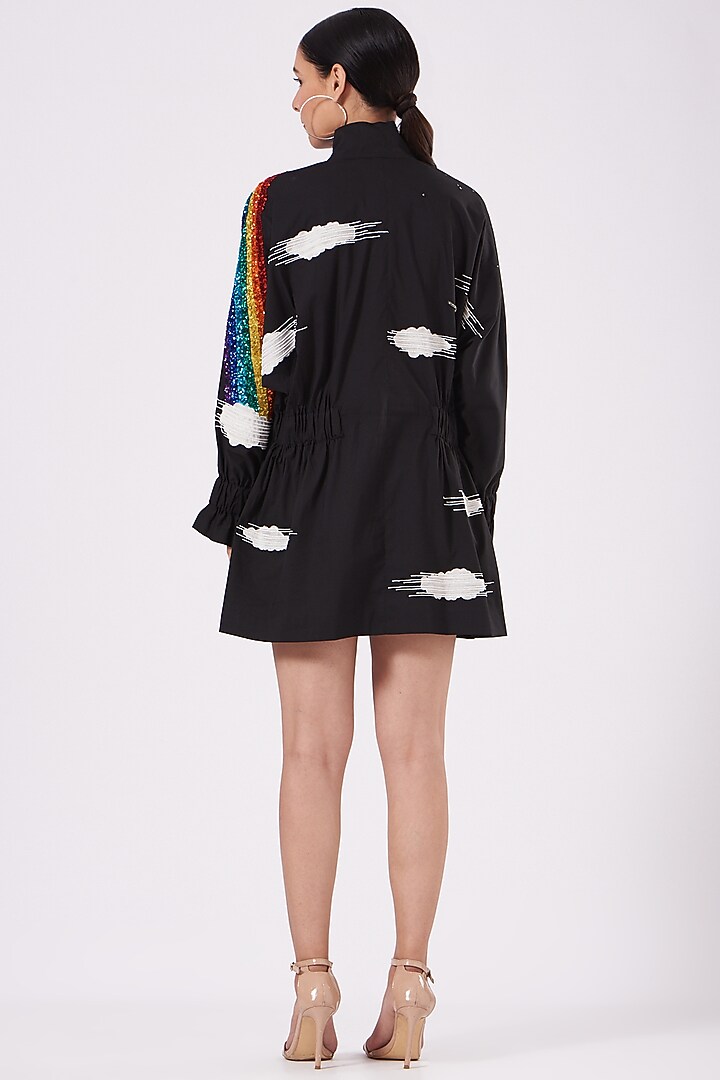 Black Embroidered Mini Cocktail Dress by Shahin Mannan at Pernia's Pop Up Shop