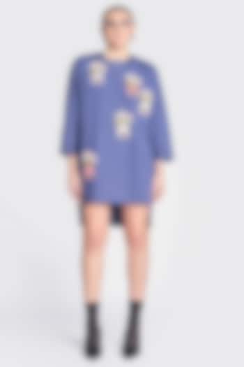 Navy Poplin Embroidered High-Low Vacation Dress by Shahin Mannan at Pernia's Pop Up Shop