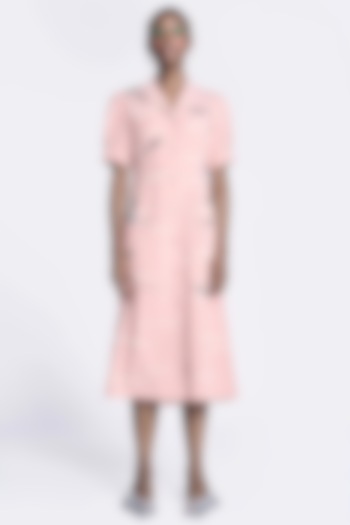 Pink Japanese Crepe Embroidered Cocktail Dress by Shahin Mannan at Pernia's Pop Up Shop