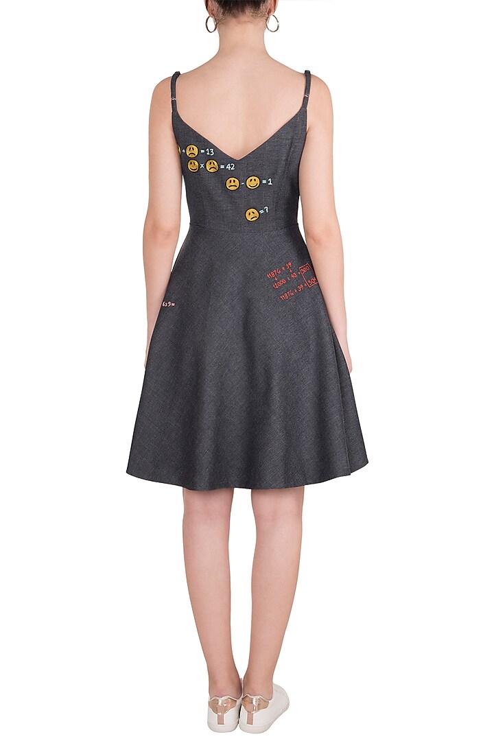 Black Embroidered Spaghetti Straps Mini Cocktail Dress by Shahin Mannan at Pernia's Pop Up Shop