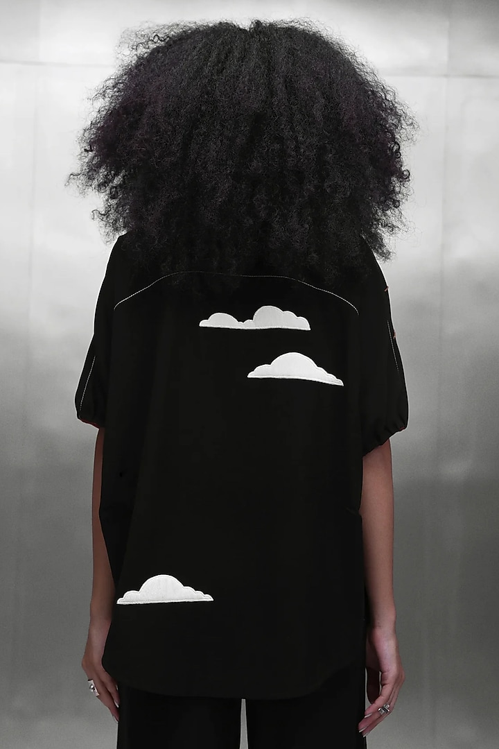 Black Japanese Crepe Embroidered Co-Ord Set by Shahin Mannan at Pernia's Pop Up Shop