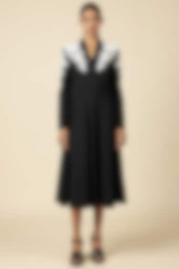 Black Jersey Hand Embroidered Cocktail Dress by Shahin Mannan at Pernia's Pop Up Shop