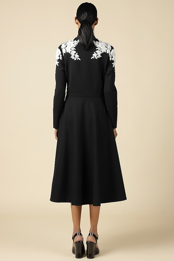Black Jersey Hand Embroidered Cocktail Dress by Shahin Mannan at Pernia's Pop Up Shop