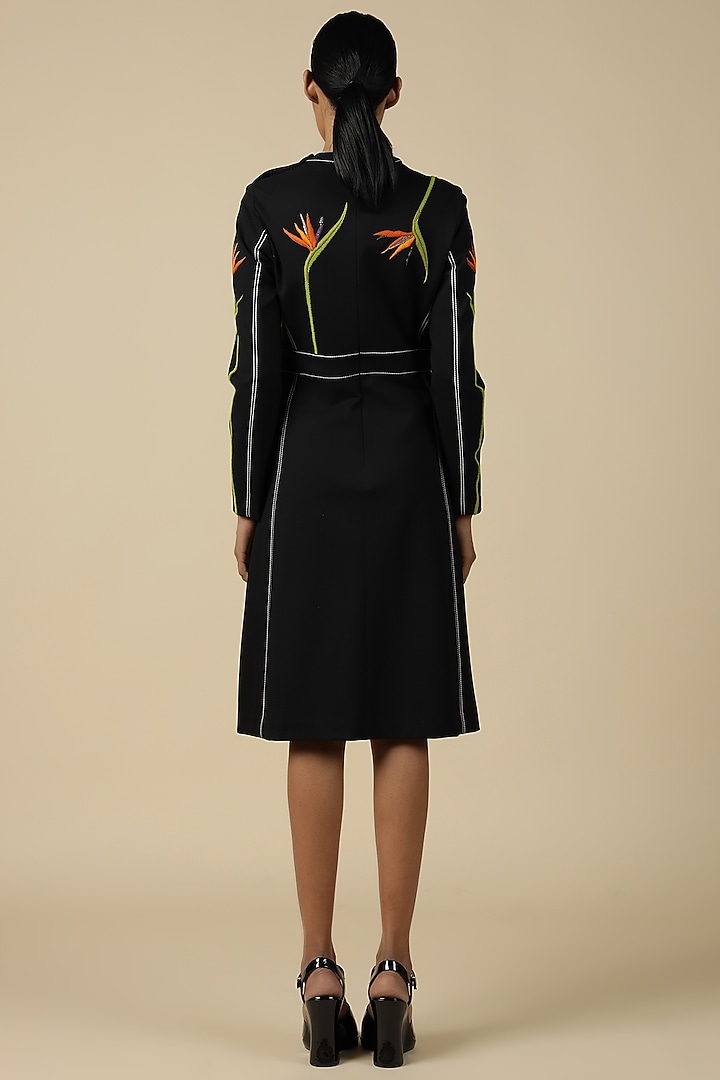 Black Jersey Embroidered Party Wear Dress by Shahin Mannan at Pernia's Pop Up Shop