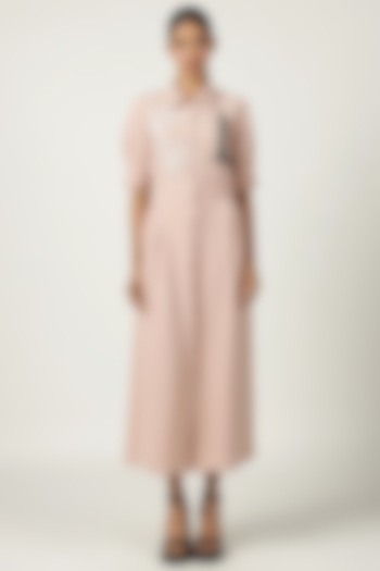 Pink Sand Japanese Crepe Shirt Dress by Shahin Mannan