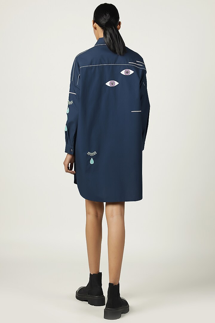 Navy Poplin Overshirt by Shahin Mannan at Pernia's Pop Up Shop