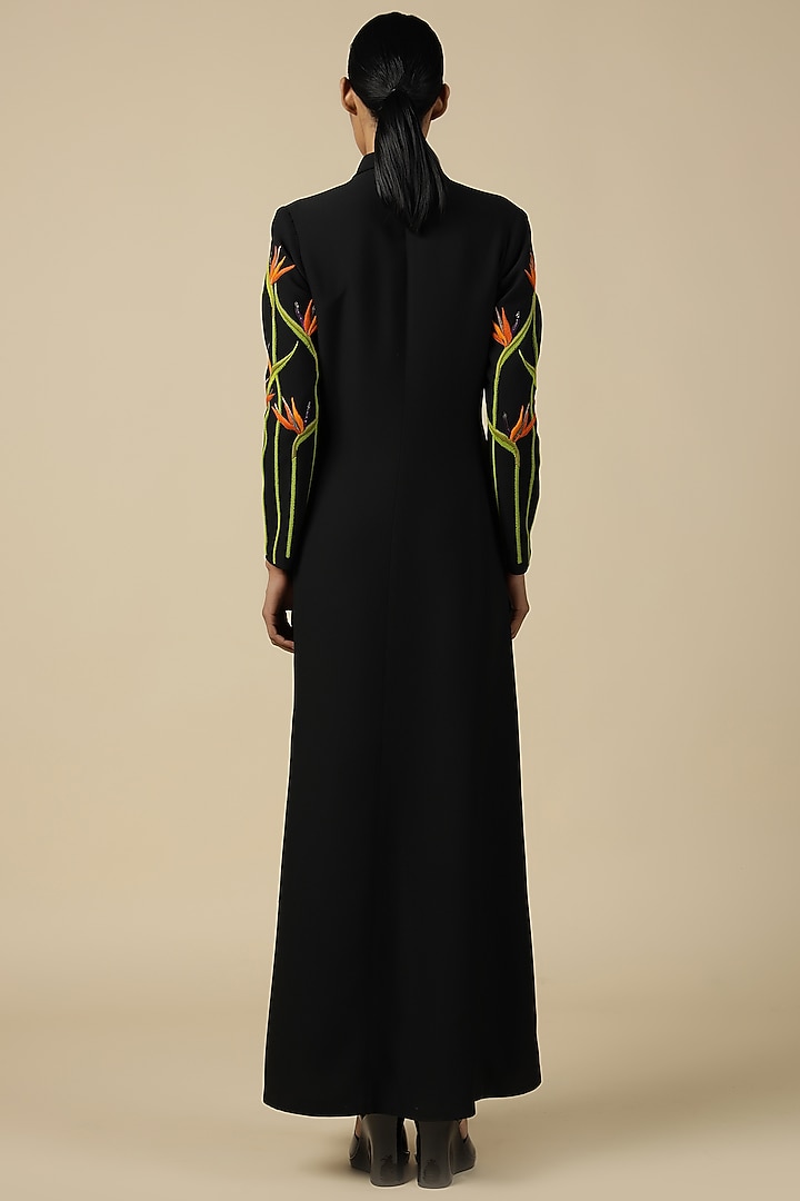 Black Heavy Polyester Embroidered Party Wear Dress by Shahin Mannan at Pernia's Pop Up Shop