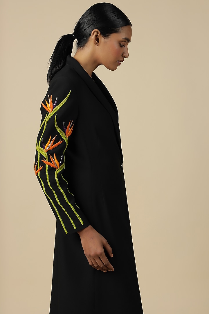 Black Heavy Polyester Embroidered Party Wear Dress by Shahin Mannan at Pernia's Pop Up Shop