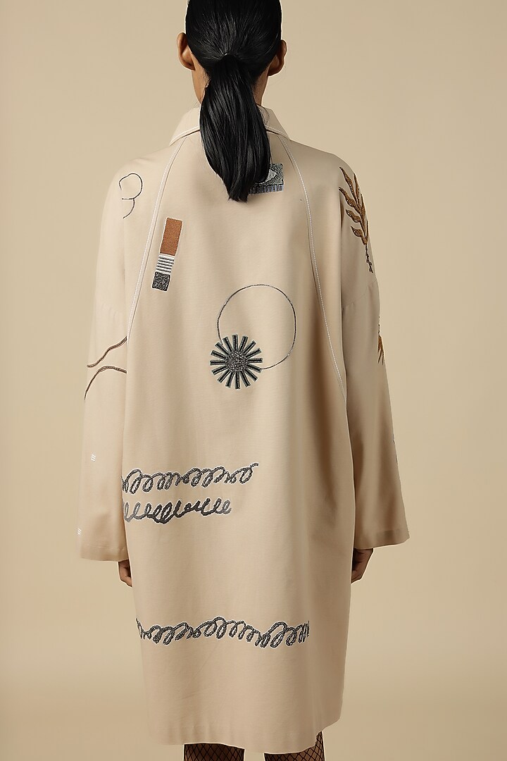 Blonde Poplin Embroidered Jacket Cocktail Dress by Shahin Mannan at Pernia's Pop Up Shop