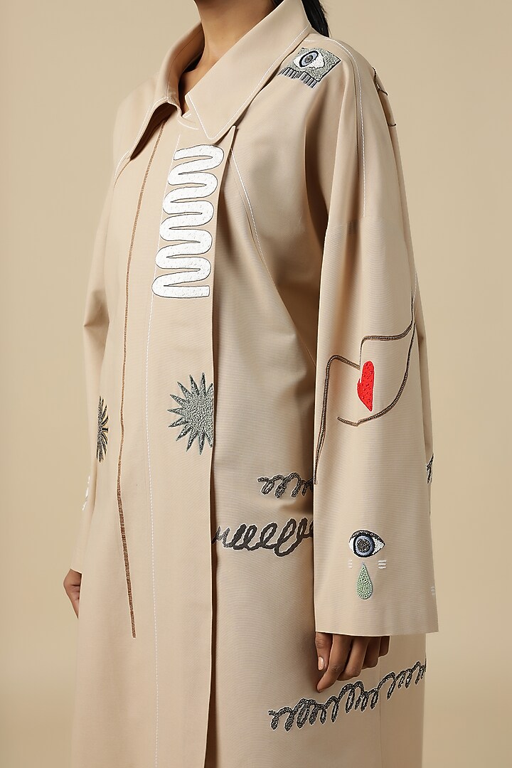 Blonde Poplin Embroidered Jacket Cocktail Dress by Shahin Mannan at Pernia's Pop Up Shop