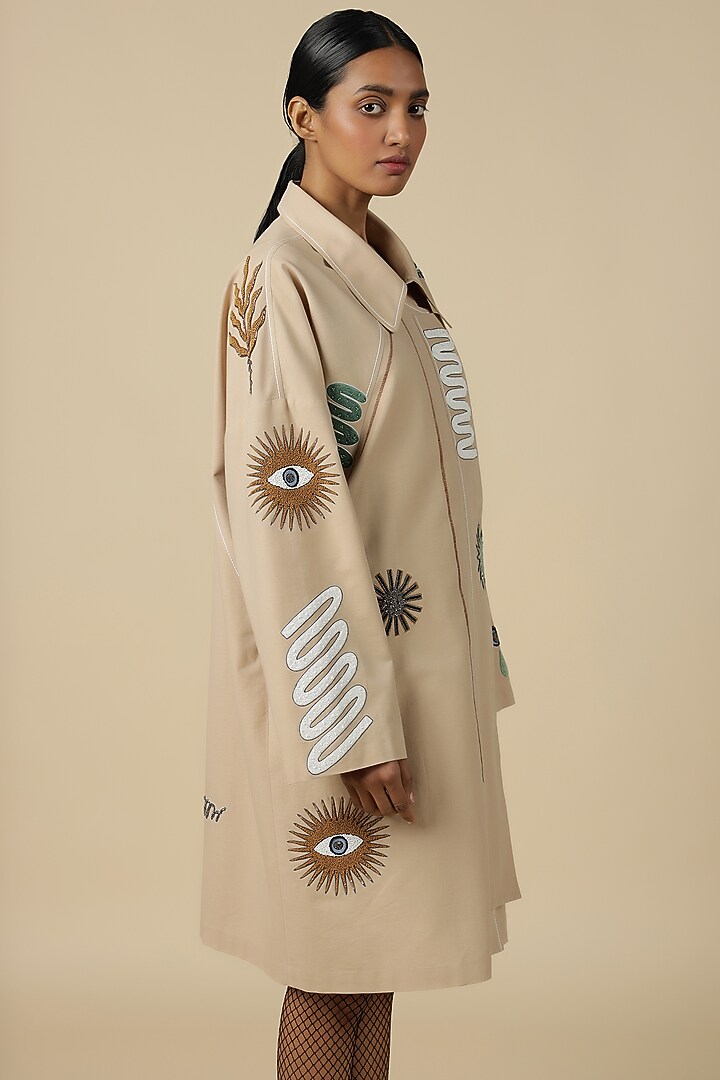 Blonde Poplin Embroidered Jacket Cocktail Dress by Shahin Mannan at Pernia's Pop Up Shop