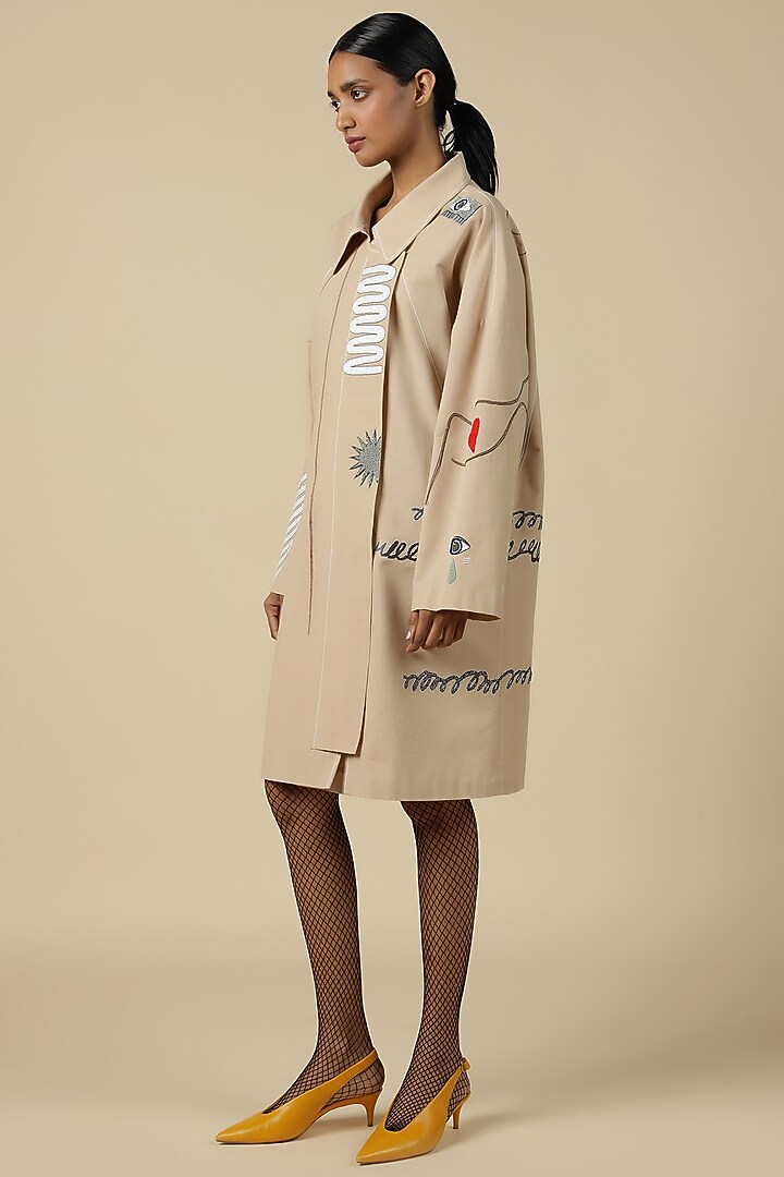 Blonde Poplin Embroidered Jacket Cocktail Dress by Shahin Mannan at Pernia's Pop Up Shop