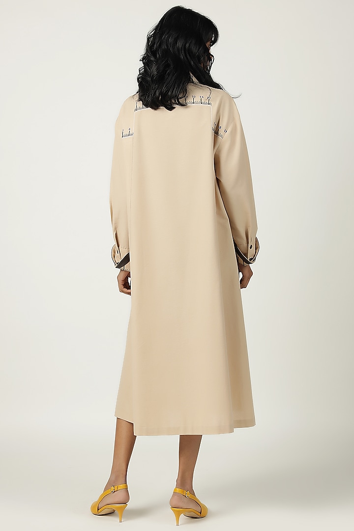 Blonde Poplin Embroidered Cocktail Dress by Shahin Mannan at Pernia's Pop Up Shop