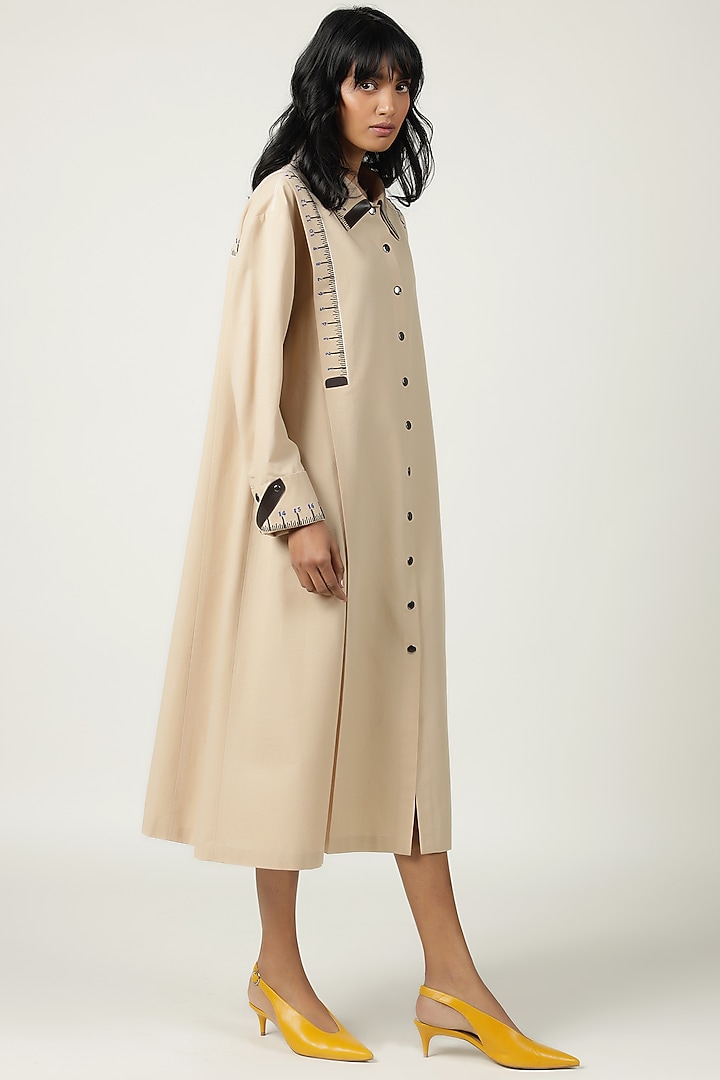 Blonde Poplin Embroidered Cocktail Dress by Shahin Mannan at Pernia's Pop Up Shop