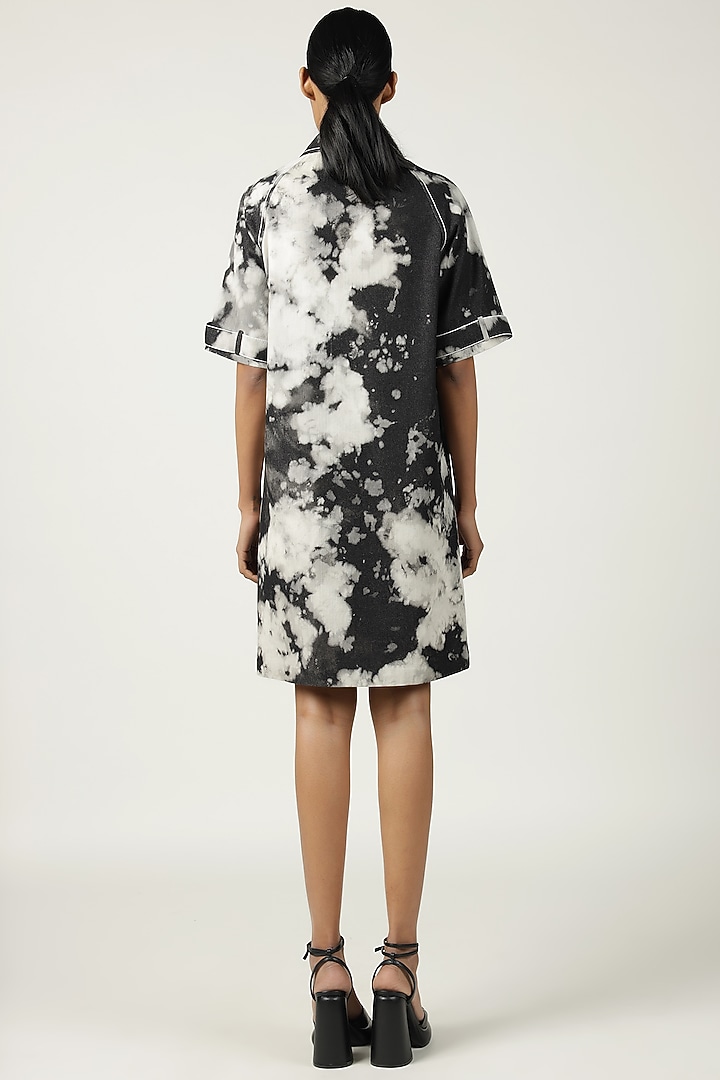 Grey Denim Embroidered Shift Cocktail Dress by Shahin Mannan at Pernia's Pop Up Shop